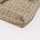 FENDI Zucchino Canvas Shoulder Bag Beige Silver 8BT075 Auth 211031-14