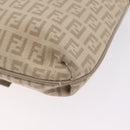 FENDI Zucchino Canvas Shoulder Bag Beige Silver 8BT075 Auth 211031-16