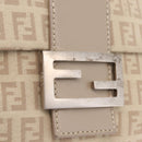 FENDI Zucchino Canvas Shoulder Bag Beige Silver 8BT075 Auth 211031-17
