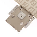 FENDI Zucchino Canvas Shoulder Bag Beige Silver 8BT075 Auth 211031-19