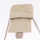 FENDI Zucchino Canvas Shoulder Bag Beige Silver 8BT075 Auth 211031-21