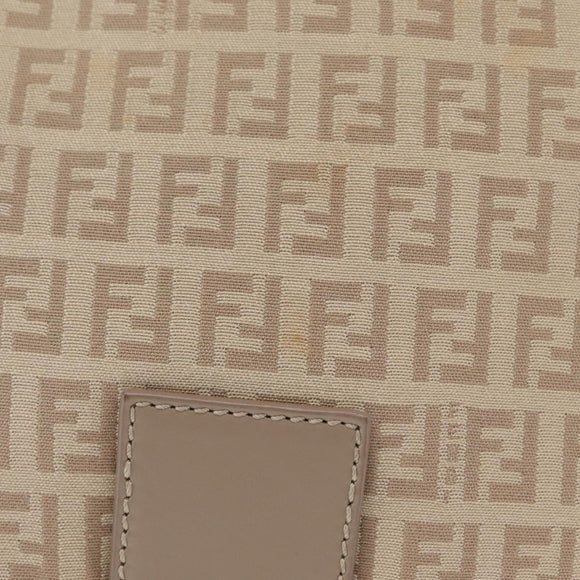 FENDI Zucchino Canvas Shoulder Bag Beige Silver 8BT075 Auth 211031