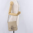 FENDI Zucchino Canvas Shoulder Bag Beige Silver 8BT075 Auth 211031-30