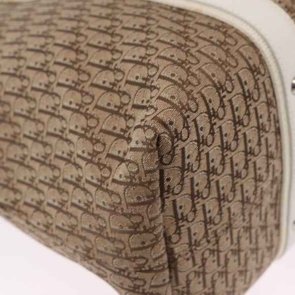 Christian Dior Trotter Canvas Tote Bag Beige Silver Auth 211034V