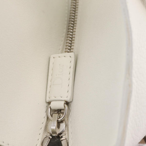 Christian Dior Trotter Canvas Tote Bag Beige Silver Auth 211034V