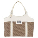 Christian Dior Trotter Canvas Tote Bag Beige Silver Auth 211034V-2