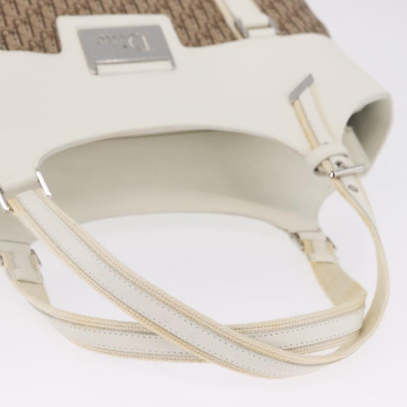 Christian Dior Trotter Canvas Tote Bag Beige Silver Auth 211034V