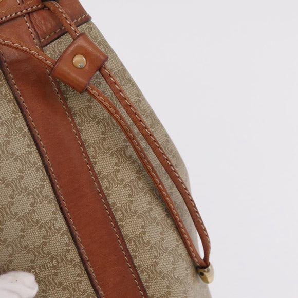 CELINE Macadam Shoulder Bag PVC Beige Gold Tone Auth 211036