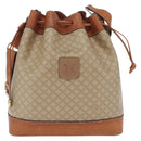 CELINE Macadam Shoulder Bag PVC Beige Gold Tone Auth 211036-2