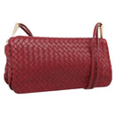 Bottega Veneta INTRECCIATO Shoulder Bag Leather Red Gold Auth 211041A-1