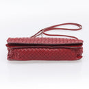 Bottega Veneta INTRECCIATO Shoulder Bag Leather Red Gold Auth 211041A-10
