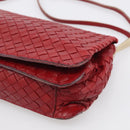 Bottega Veneta INTRECCIATO Shoulder Bag Leather Red Gold Auth 211041A-11