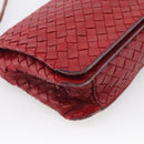 Bottega Veneta INTRECCIATO Shoulder Bag Leather Red Gold Auth 211041A-12