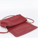 Bottega Veneta INTRECCIATO Shoulder Bag Leather Red Gold Auth 211041A-15