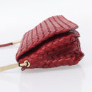 Bottega Veneta INTRECCIATO Shoulder Bag Leather Red Gold Auth 211041A-4