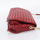 Bottega Veneta INTRECCIATO Shoulder Bag Leather Red Gold Auth 211041A-5