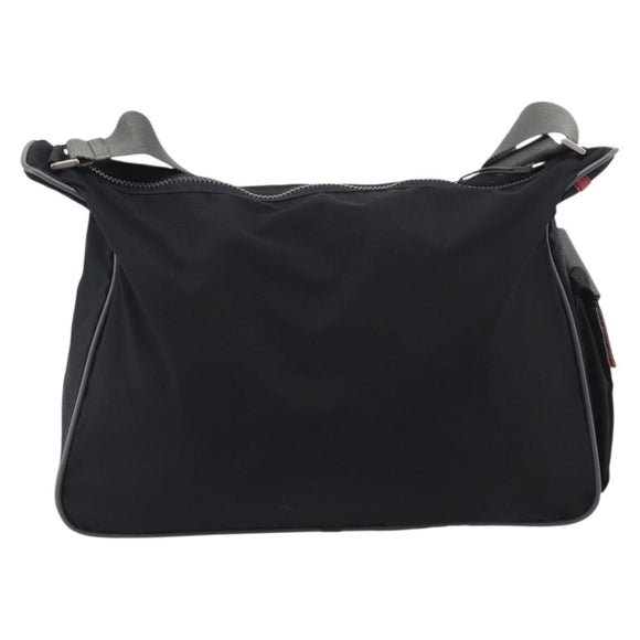 PRADA Shoulder Bag Nylon Black Silver Auth 211044A