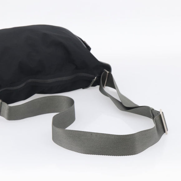 PRADA Shoulder Bag Nylon Black Silver Auth 211044A