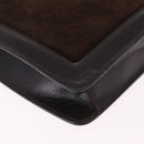 GUCCI Web Sherry Line Shoulder Bag Suede Brown Gold Tone Auth 211045-16