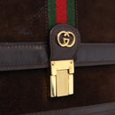 GUCCI Web Sherry Line Shoulder Bag Suede Brown Gold Tone Auth 211045-18