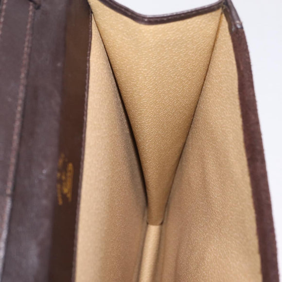 GUCCI Web Sherry Line Shoulder Bag Suede Brown Gold Tone Auth 211045