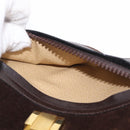 GUCCI Web Sherry Line Shoulder Bag Suede Brown Gold Tone Auth 211045-27