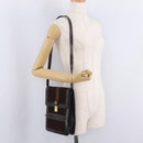 GUCCI Web Sherry Line Shoulder Bag Suede Brown Gold Tone Auth 211045-28