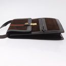 GUCCI Web Sherry Line Shoulder Bag Suede Brown Gold Tone Auth 211045-5