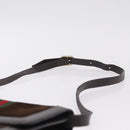 GUCCI Web Sherry Line Shoulder Bag Suede Brown Gold Tone Auth 211045-9