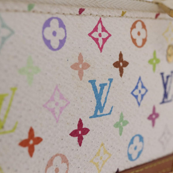 LOUIS VUITTON Monogram Multicolor Pochette Cles Purse White M92655 Auth 211046