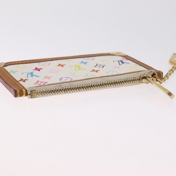 LOUIS VUITTON Monogram Multicolor Pochette Cles Purse White M92655 Auth 211046