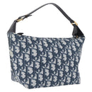 Christian Dior Trotter Canvas Hand Bag PVC Navy Gold Tone Auth 211053V-1