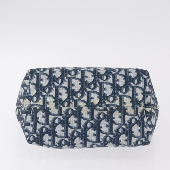 Christian Dior Trotter Canvas Hand Bag PVC Navy Gold Tone Auth 211053V