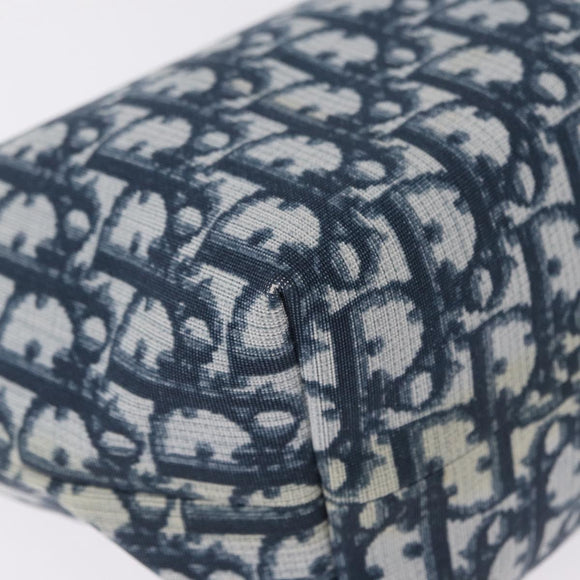 Christian Dior Trotter Canvas Hand Bag PVC Navy Gold Tone Auth 211053V