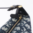Christian Dior Trotter Canvas Hand Bag PVC Navy Gold Tone Auth 211053V-17