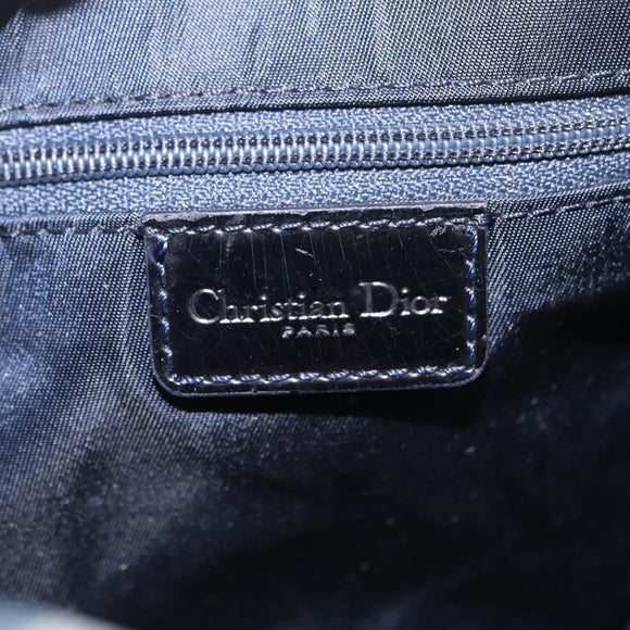 Christian Dior Trotter Canvas Hand Bag PVC Navy Gold Tone Auth 211053V