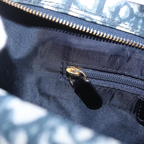 Christian Dior Trotter Canvas Hand Bag PVC Navy Gold Tone Auth 211053V