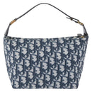 Christian Dior Trotter Canvas Hand Bag PVC Navy Gold Tone Auth 211053V-3