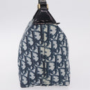 Christian Dior Trotter Canvas Hand Bag PVC Navy Gold Tone Auth 211053V-5
