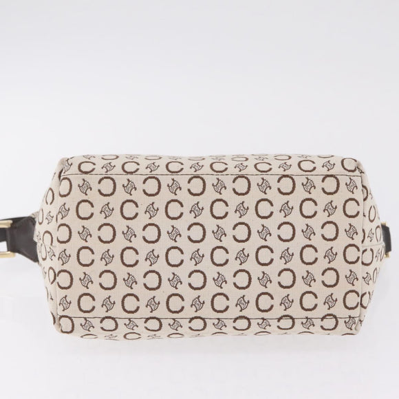 CELINE C Macadam Shoulder Bag Canvas Brown Gold Tone Auth 211054V