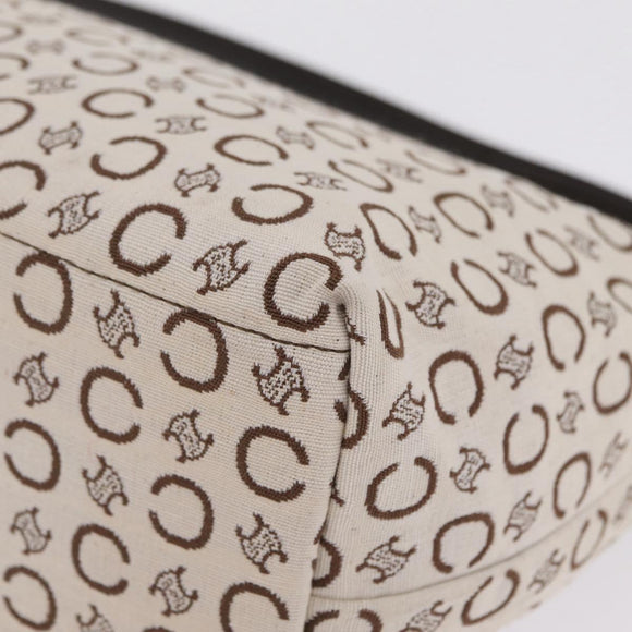 CELINE C Macadam Shoulder Bag Canvas Brown Gold Tone Auth 211054V