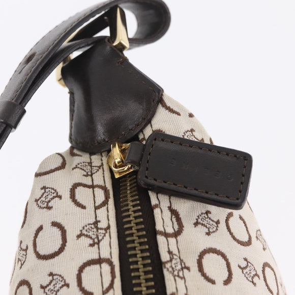 CELINE C Macadam Shoulder Bag Canvas Brown Gold Tone Auth 211054V