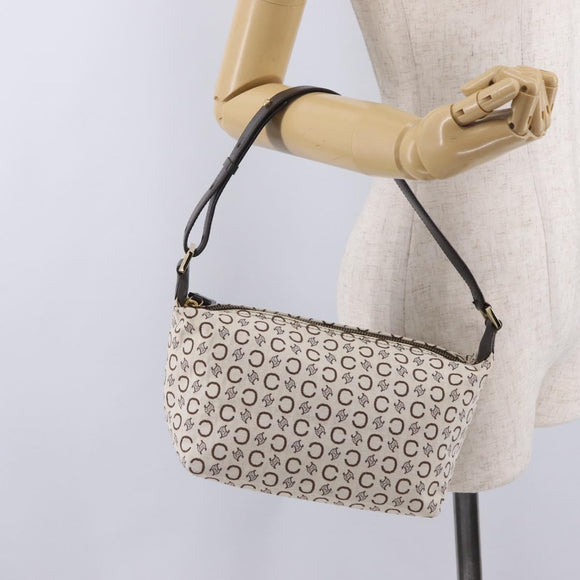 CELINE C Macadam Shoulder Bag Canvas Brown Gold Tone Auth 211054V