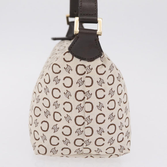 CELINE C Macadam Shoulder Bag Canvas Brown Gold Tone Auth 211054V