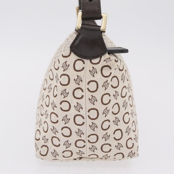CELINE C Macadam Shoulder Bag Canvas Brown Gold Tone Auth 211054V