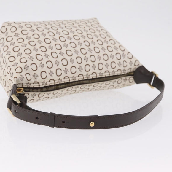 CELINE C Macadam Shoulder Bag Canvas Brown Gold Tone Auth 211054V