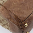 GUCCI GG Canvas Horsebit Hand Bag Beige Gold Tone 223958 Auth 211056V-11