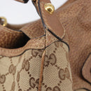 GUCCI GG Canvas Horsebit Hand Bag Beige Gold Tone 223958 Auth 211056V-16