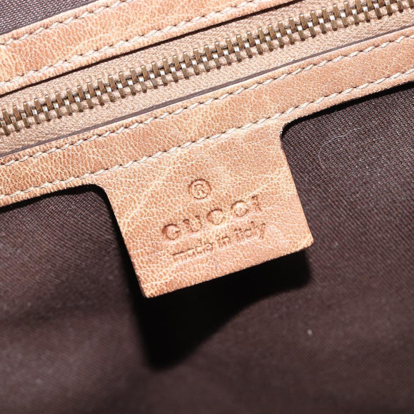 GUCCI GG Canvas Horsebit Hand Bag Beige Gold Tone 223958 Auth 211056V