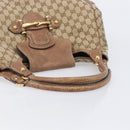 GUCCI GG Canvas Horsebit Hand Bag Beige Gold Tone 223958 Auth 211056V-7
